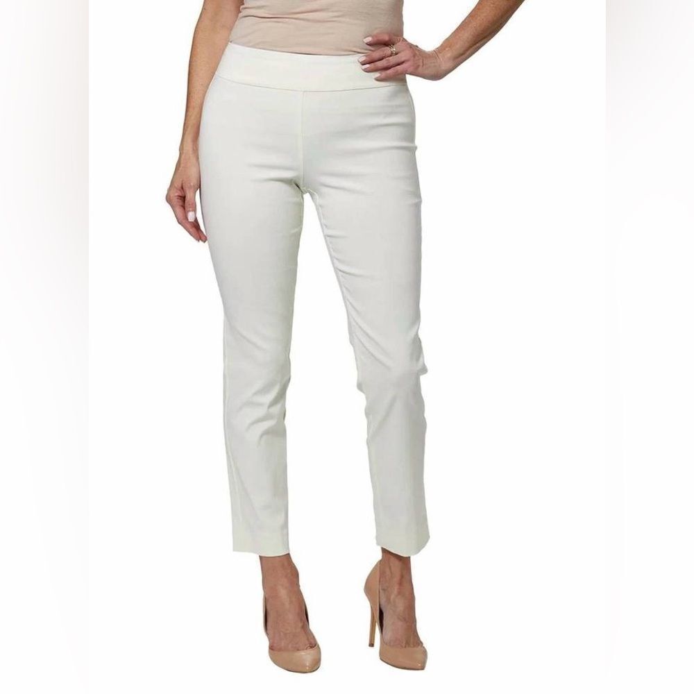 NEW KRAZY LARRY pull on pant in White Textured Ankle Pant Size 0